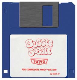 Cartridge artwork for Bubble Bobble on the Commodore Amiga.