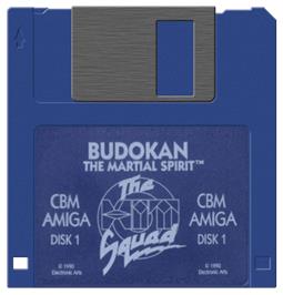 Cartridge artwork for Budokan: The Martial Spirit on the Commodore Amiga.