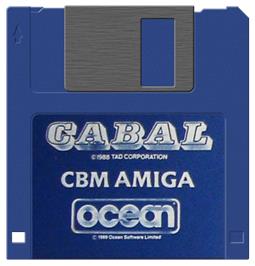 Cartridge artwork for Cabal on the Commodore Amiga.