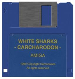 Cartridge artwork for Carcharodon: White Sharks on the Commodore Amiga.