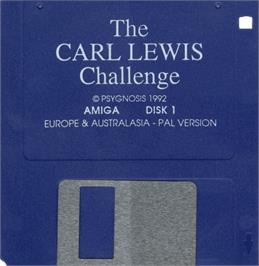 Cartridge artwork for Carl Lewis Challenge on the Commodore Amiga.