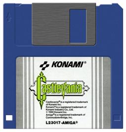 Cartridge artwork for Castlevania on the Commodore Amiga.