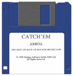 Cartridge artwork for Catch 'em on the Commodore Amiga.