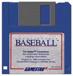Cartridge artwork for Championship Baseball on the Commodore Amiga.