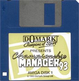 Cartridge artwork for Championship Manager 93 on the Commodore Amiga.