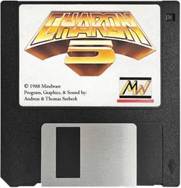 Cartridge artwork for Charon 5 on the Commodore Amiga.