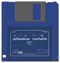Cartridge artwork for Chuck Rock on the Commodore Amiga.