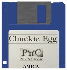 Cartridge artwork for Chuckie Egg on the Commodore Amiga.