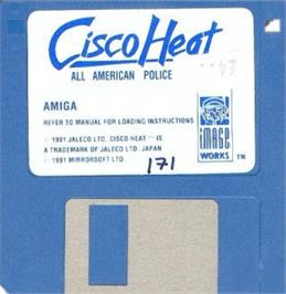 Cartridge artwork for Cisco Heat: All American Police Car Race on the Commodore Amiga.