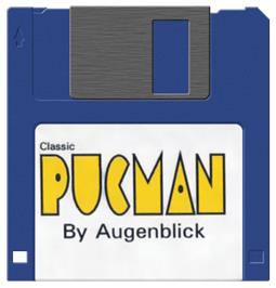 Cartridge artwork for Classic Pucman on the Commodore Amiga.