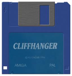Cartridge artwork for Cliffhanger on the Commodore Amiga.