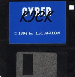 Cartridge artwork for Cyber Kick on the Commodore Amiga.