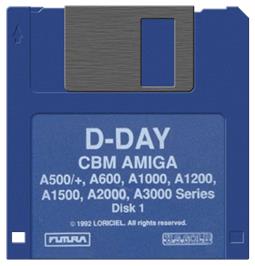 Cartridge artwork for D-Day: The Beginning of the End on the Commodore Amiga.