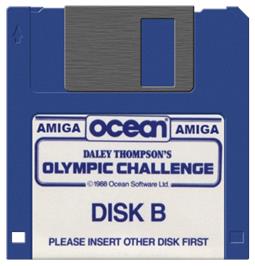 Cartridge artwork for Daley Thompson's Olympic Challenge on the Commodore Amiga.