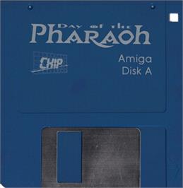 Cartridge artwork for Day Of The Pharaoh on the Commodore Amiga.