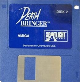 Cartridge artwork for Death Bringer on the Commodore Amiga.