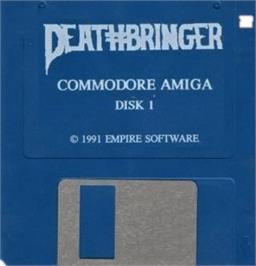 Cartridge artwork for Deathbringer on the Commodore Amiga.