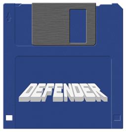 Cartridge artwork for Defender on the Commodore Amiga.