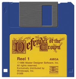 Cartridge artwork for Defender of the Crown on the Commodore Amiga.