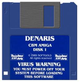 Cartridge artwork for Denaris on the Commodore Amiga.