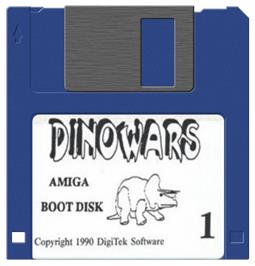 Cartridge artwork for Dino Wars on the Commodore Amiga.