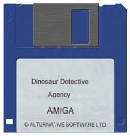 Cartridge artwork for Dinosaur Detective Agency on the Commodore Amiga.