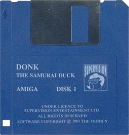 Cartridge artwork for Donk!: The Samurai Duck on the Commodore Amiga.