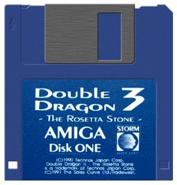 Cartridge artwork for Double Dragon 3 - The Rosetta Stone on the Commodore Amiga.