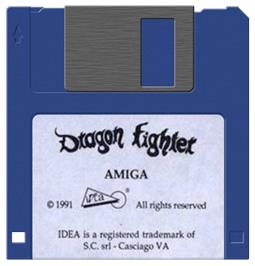 Cartridge artwork for Dragon Fighter on the Commodore Amiga.