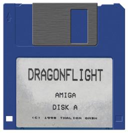 Cartridge artwork for Dragonflight on the Commodore Amiga.