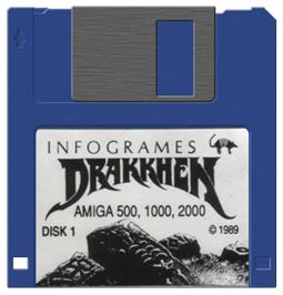 Cartridge artwork for Drakkhen on the Commodore Amiga.