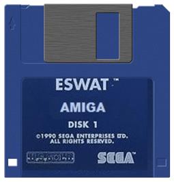 Cartridge artwork for E-SWAT: Cyber Police on the Commodore Amiga.
