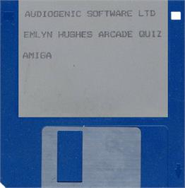 Cartridge artwork for Emlyn Hughes Arcade Quiz on the Commodore Amiga.