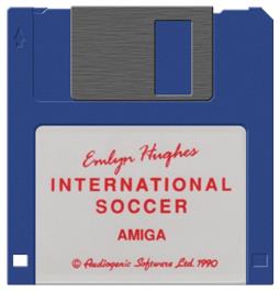 Cartridge artwork for Emlyn Hughes International Soccer on the Commodore Amiga.