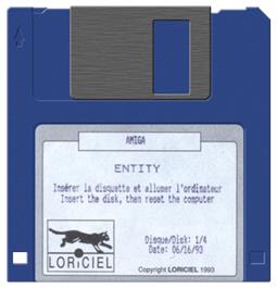 Cartridge artwork for Entity on the Commodore Amiga.