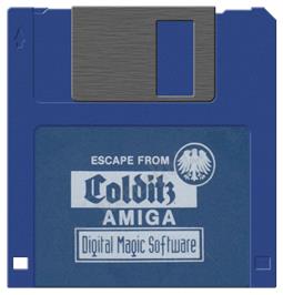 Cartridge artwork for Escape From Colditz on the Commodore Amiga.
