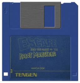 Cartridge artwork for Escape from the Planet of the Robot Monsters on the Commodore Amiga.
