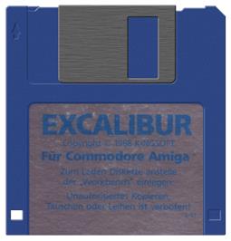 Cartridge artwork for Excalibur on the Commodore Amiga.