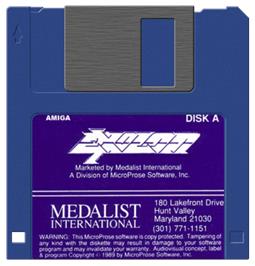 Cartridge artwork for Exolon on the Commodore Amiga.