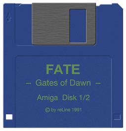 Cartridge artwork for Fate: Gates of Dawn on the Commodore Amiga.