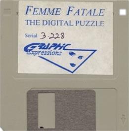 Cartridge artwork for Femme Fatale on the Commodore Amiga.