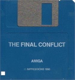 Cartridge artwork for Final Conflict on the Commodore Amiga.
