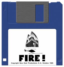 Cartridge artwork for Fire! on the Commodore Amiga.