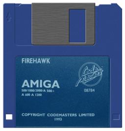 Cartridge artwork for Firehawk on the Commodore Amiga.