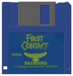 Cartridge artwork for First Contact on the Commodore Amiga.