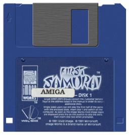 Cartridge artwork for First Samurai on the Commodore Amiga.
