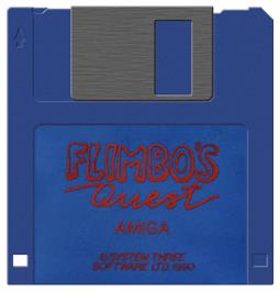 Cartridge artwork for Flimbo's Quest on the Commodore Amiga.