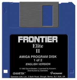 Cartridge artwork for Frontier - Elite 2 on the Commodore Amiga.