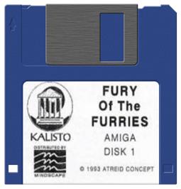 Cartridge artwork for Fury Of The Furries on the Commodore Amiga.