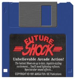 Cartridge artwork for Future Shock on the Commodore Amiga.